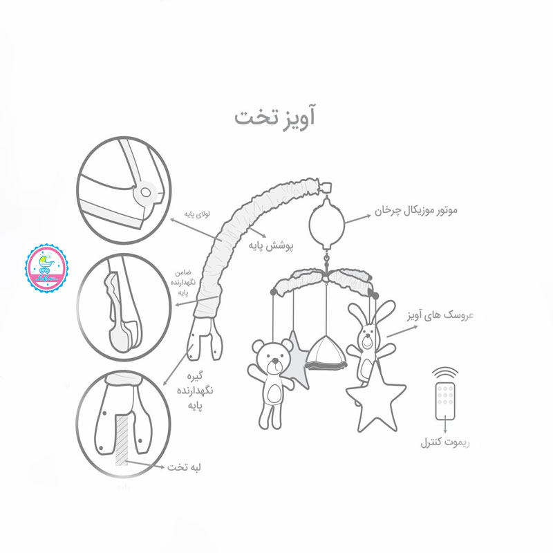 آویز موزیکال BEAR & KITE رزبرن