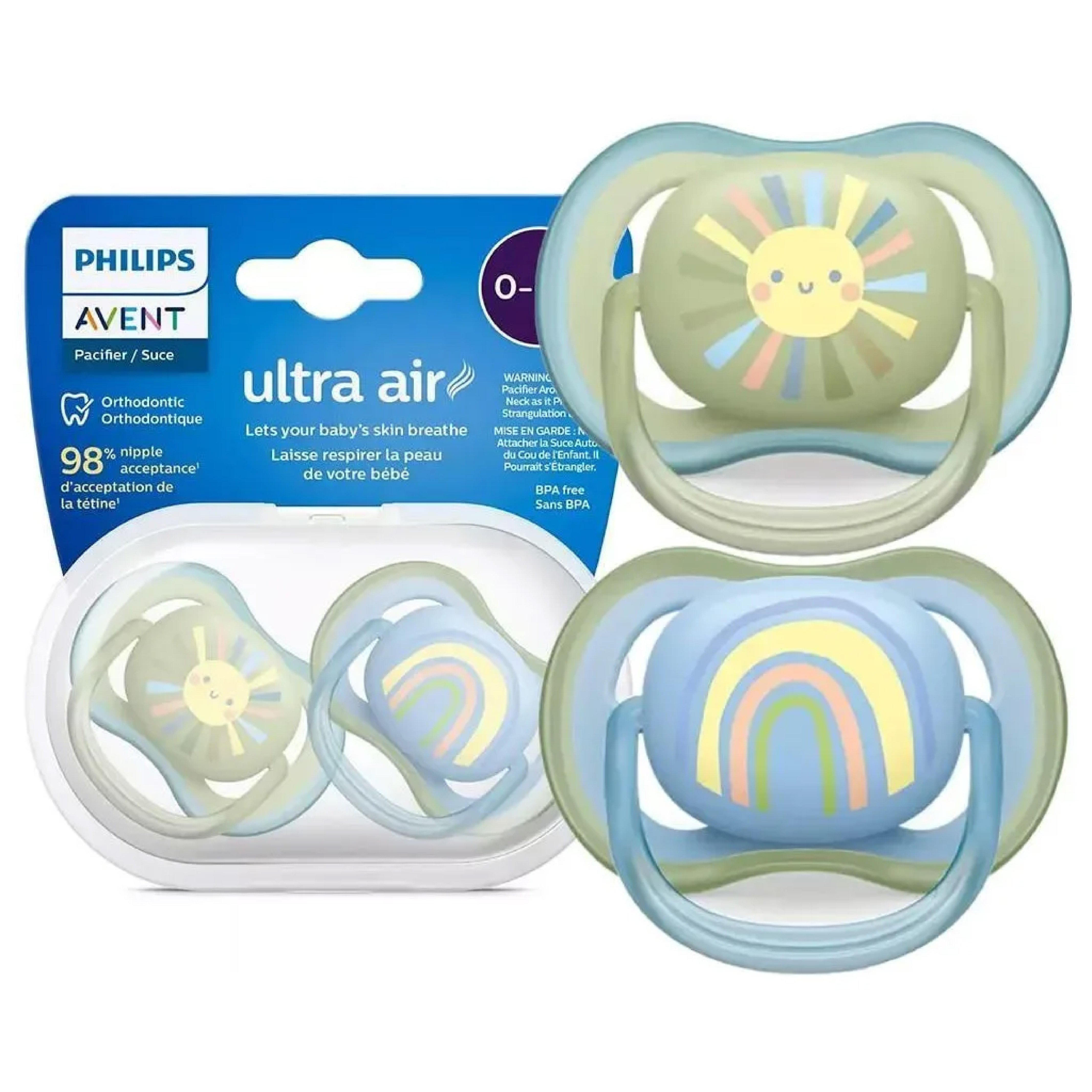 پستانک 2 عددی  اونت 0-6 ماه | طرح رنگین کمان