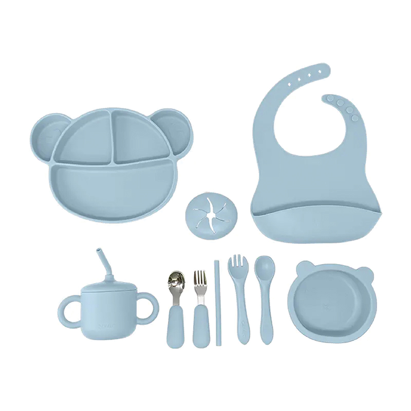 سرویس غذاخوری سیلیکونی 10 تکه وارداتی طرح خرس