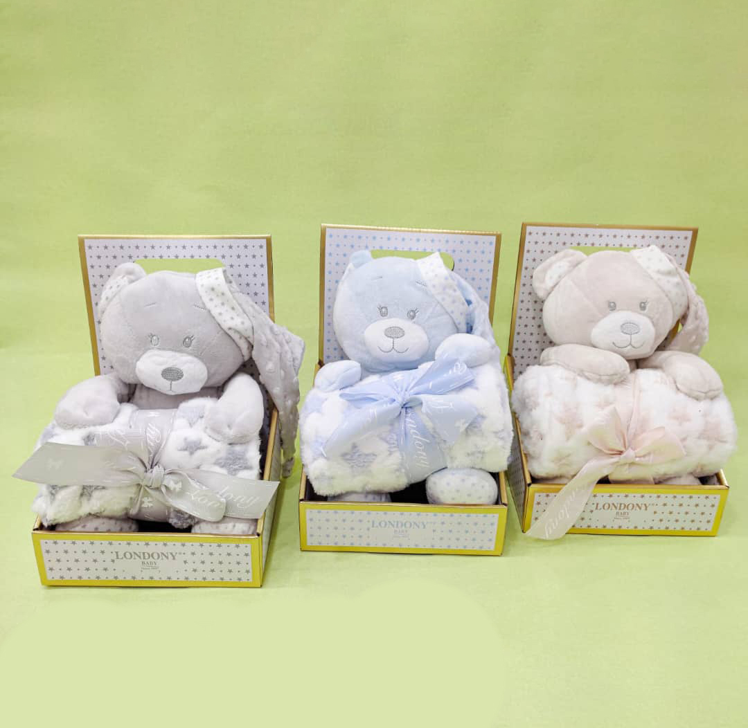 پتو دور پیچ نوزادی خرس تدی با عروسک آرامش 