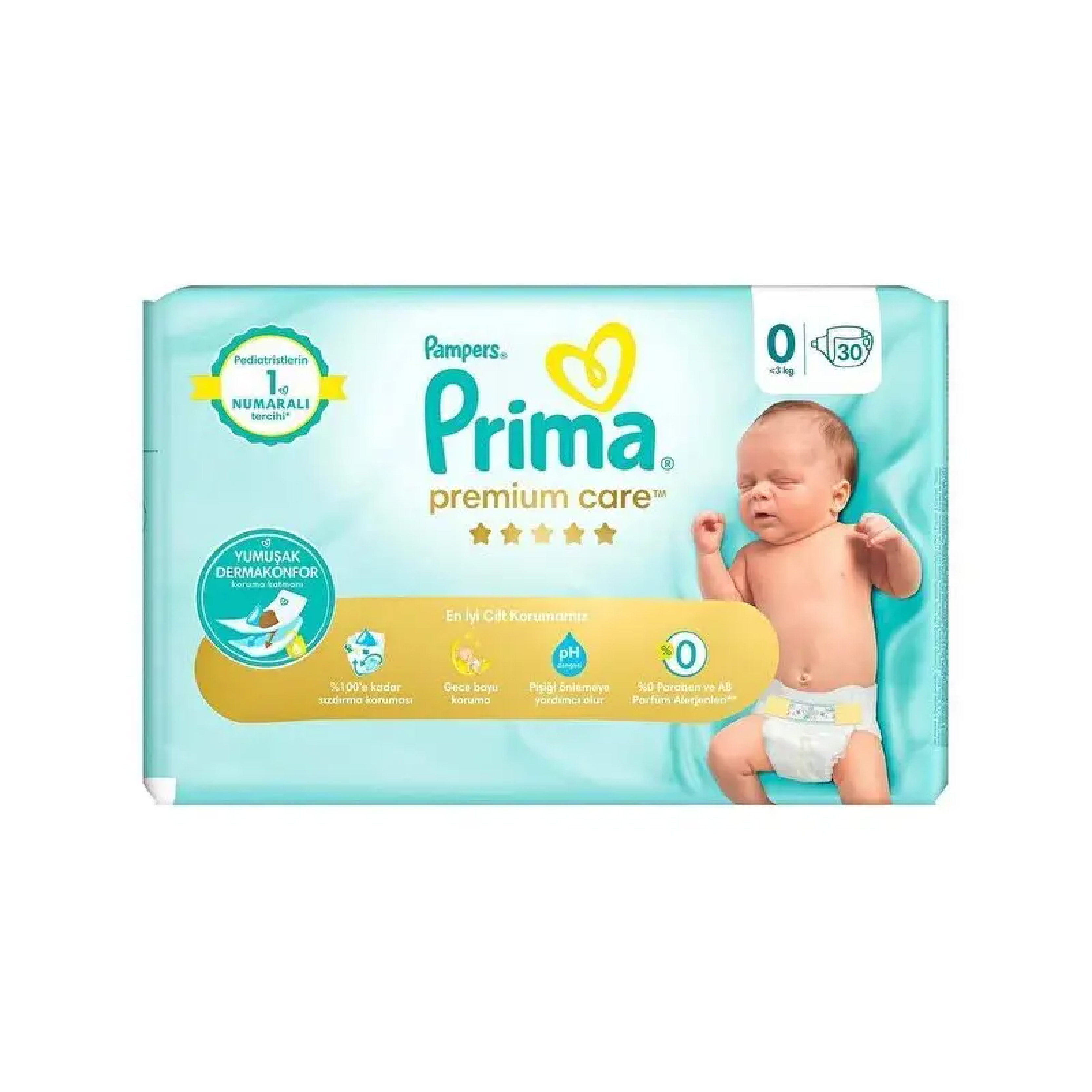 پوشک پریما Premium Care سایز 0 مناسب نوزادان نارس