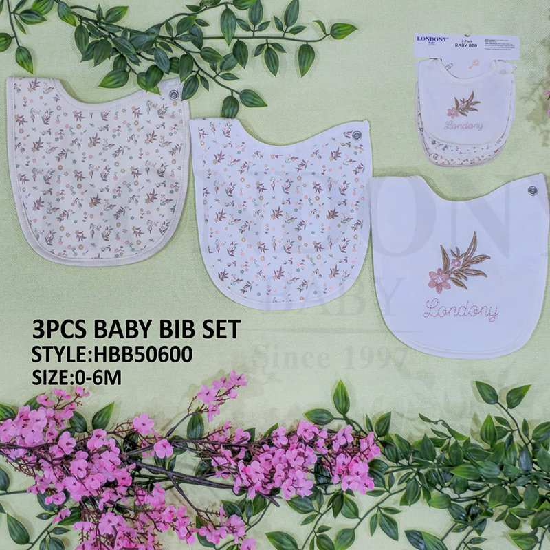 پیش بند سه عددی نوزادی جنس نخ پنبه طرح گل 