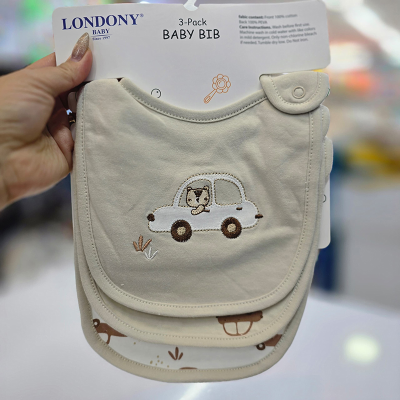 پیش بند ۳ عددی نوزادی جنس نخ پنبه  طرح ماشین 